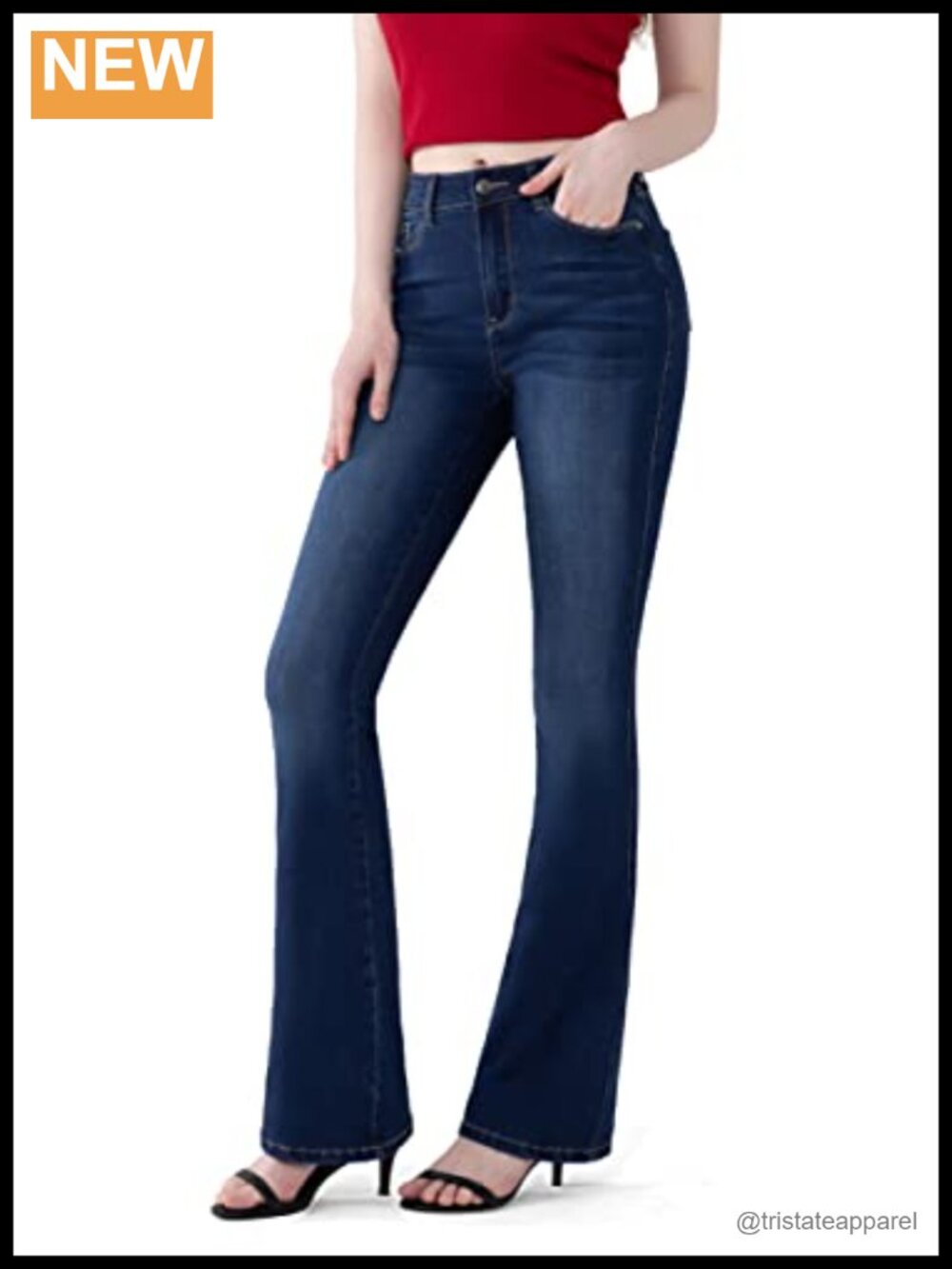 High Rise Bootcut Stretchy Denim Jeans Flare Leg Shaping Curvy